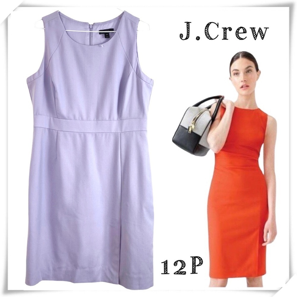 J.CREW Wool Sleeveless Shift Dress in Lilac Lavender Purple Size 12 Petite 06248